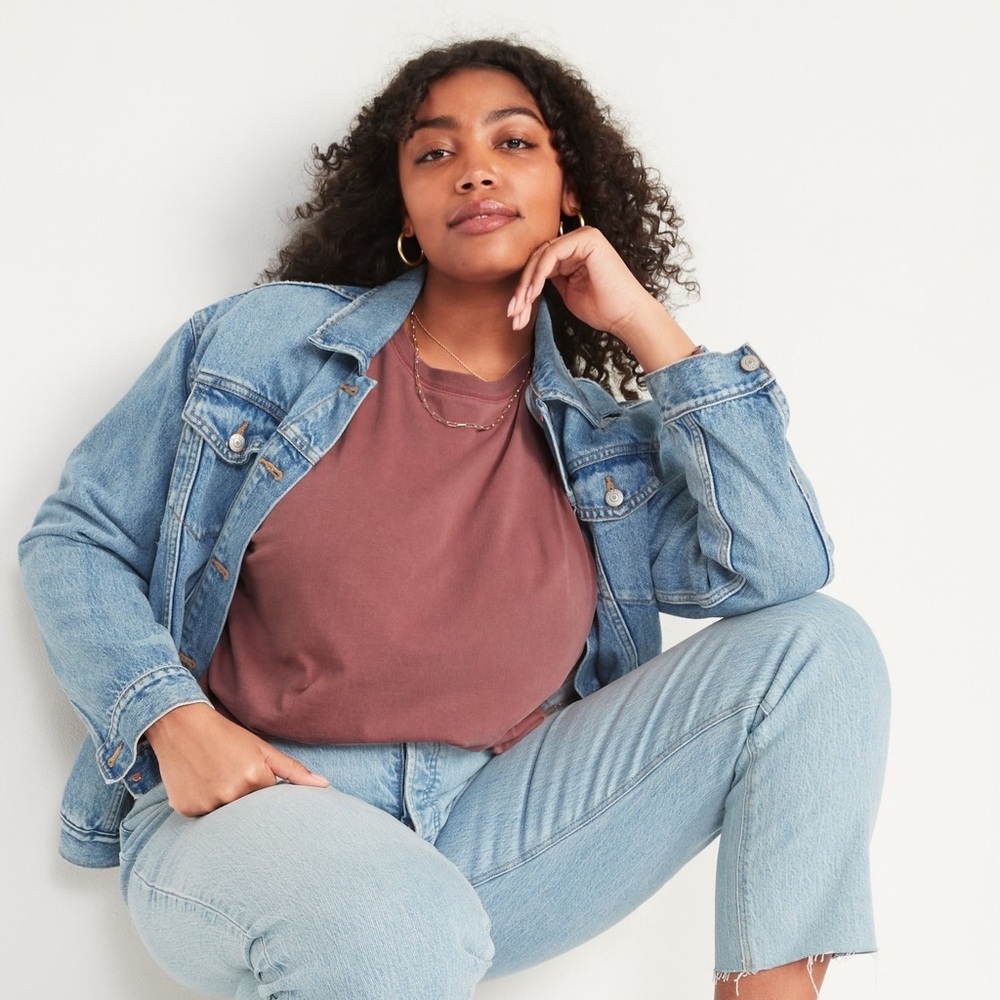 Old Navy Long-Sleeve Vintage Loose T-Shirt Root Beer